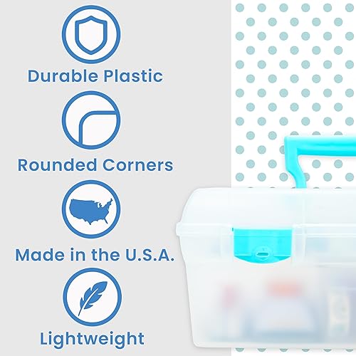 Miniatura 3 de ArtBin 6937AG Essentials contenedor con bandeja extraíble, organizador portátil de arte y manualidades con asa y bandeja, transparente/aguamarina