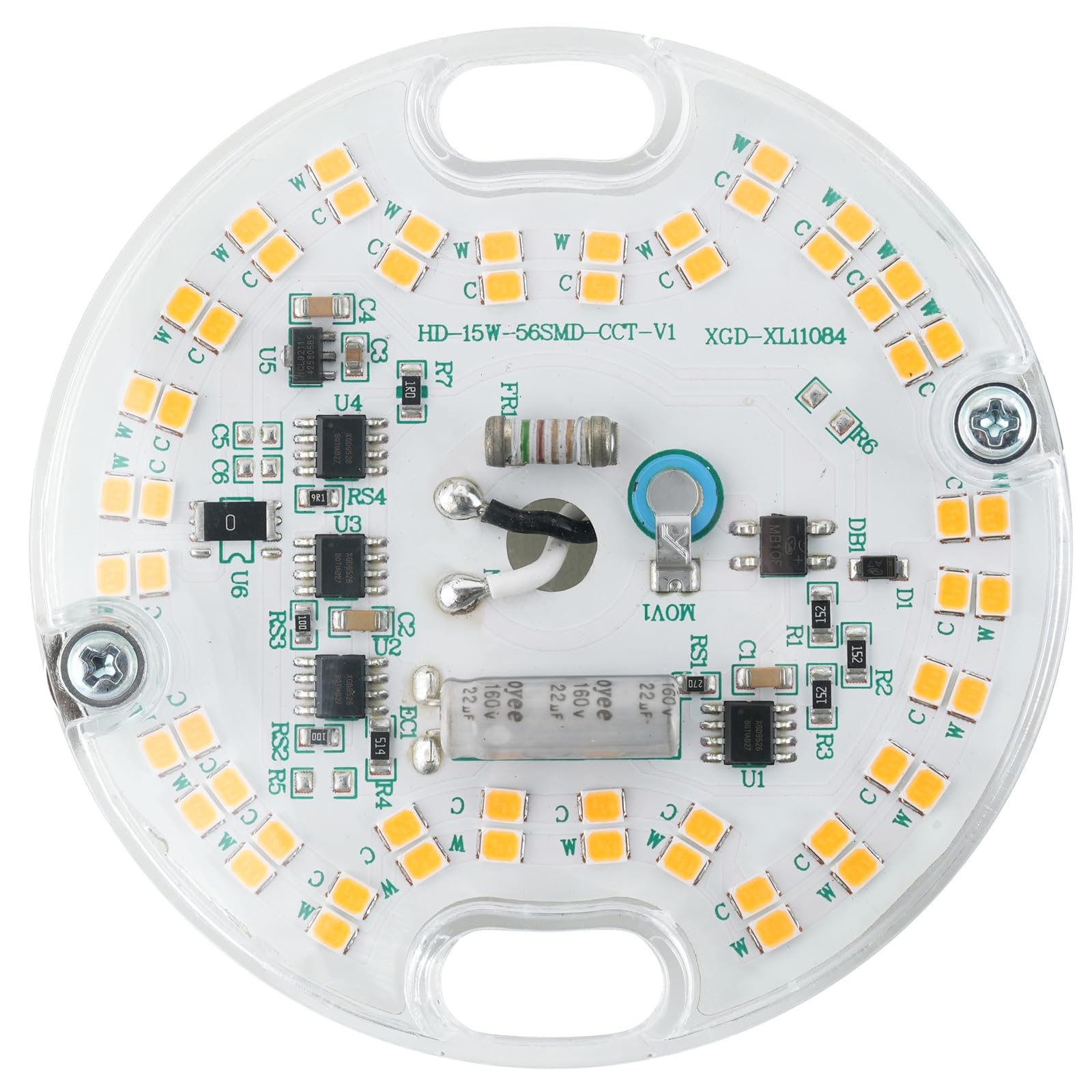 Kit de actualización de luz LED de ventilador de techo de 3.23 pulgadas, placa de repuesto de luz de techo PCB 15 W 1800 LM regulable 3000 K 120 V ETL CRI90 (1 paquete blanco cálido 3000K)
