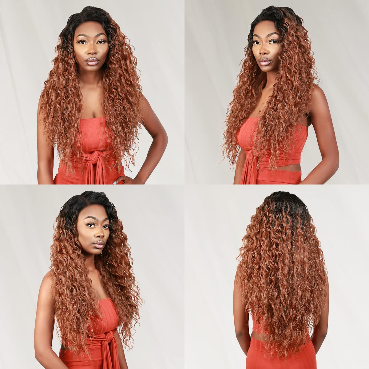 Synthetic curly, heatfriendly wig, human blend Sonie Heat Friendly Synthetic Half Wig,Two tone frost blend  main image 4