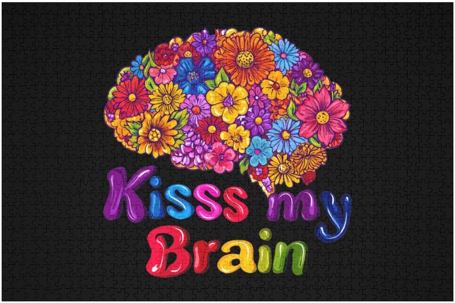 Kisses Your Brain Puzzles for Adults 1000 PCS Wooden Jigsaw Puzzle Wall Decor Christmas