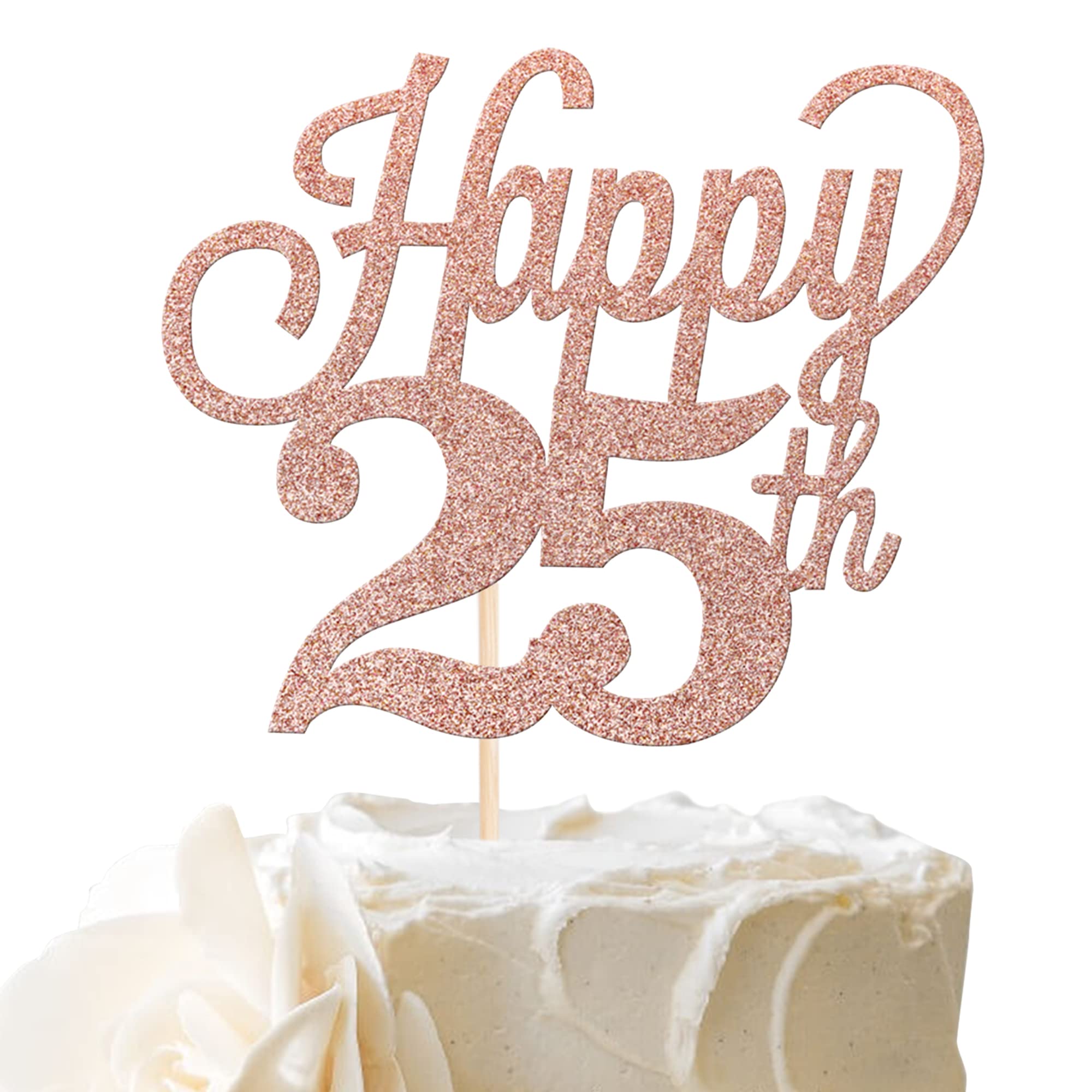 Amazon.co.jp: ハッピー25th ケーキトッパー ブラックグリッター