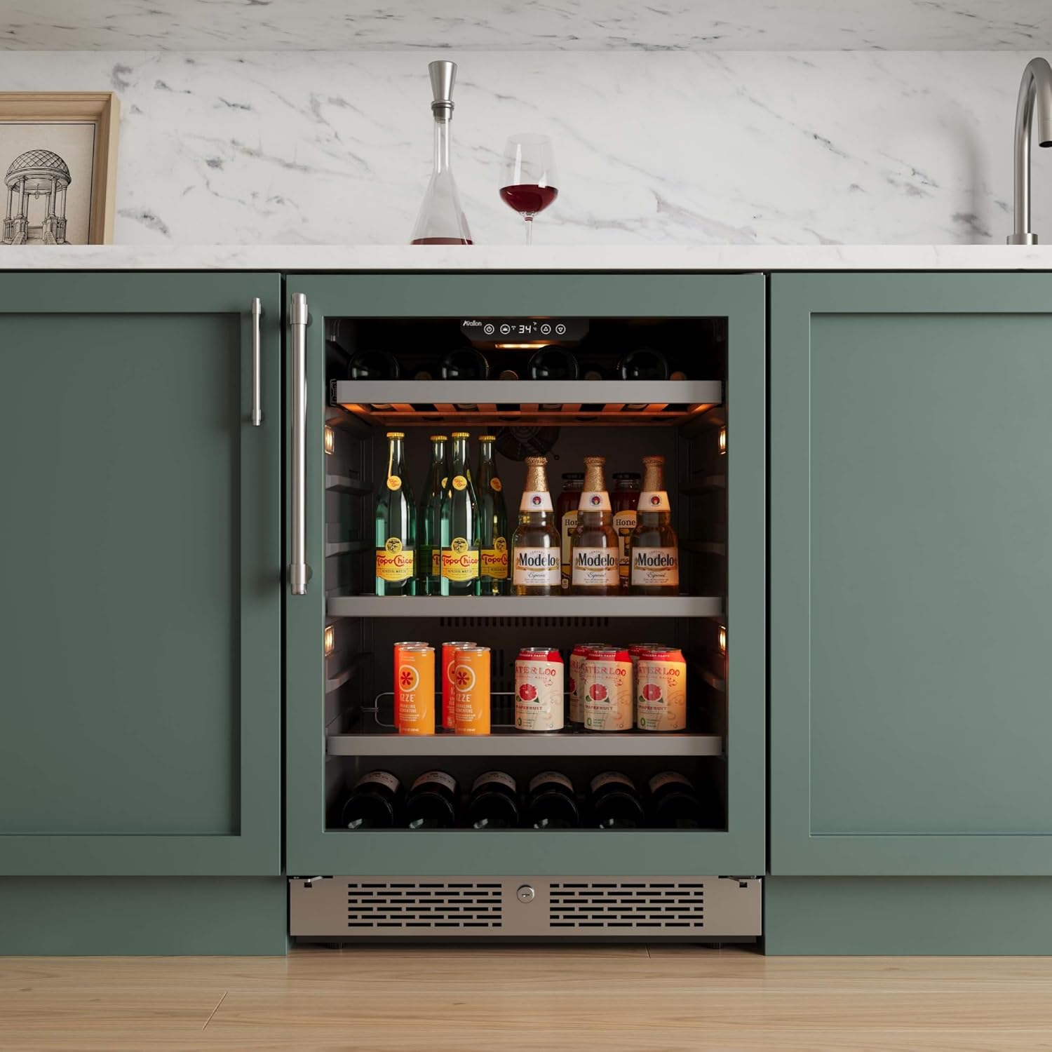 Avallon AWBC242PRSRH 24 Inch Wide 14 Bottle Capacity and 82 Can Capacity Panel Ready Wine and Beverage Cooler