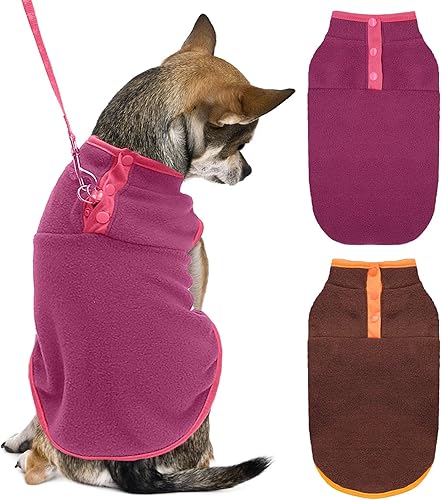 BAEJMJK Paquete de 2 chaleco de forro polar para perro con botones para perros pequeños, gatos, suave y cálido, para niños y niñas, cachorro, otoño,
