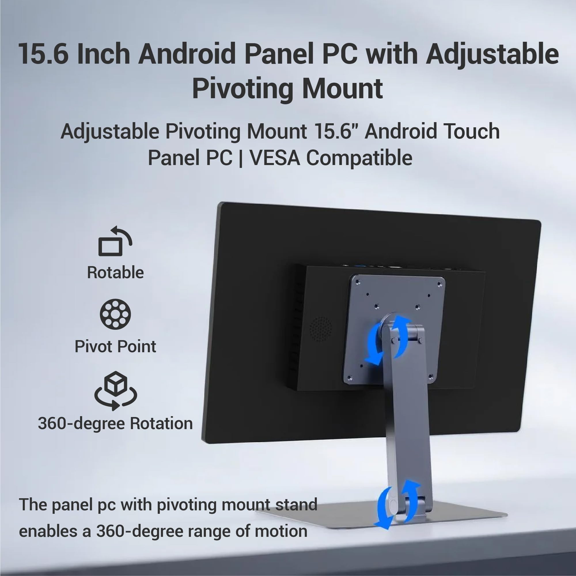 Industrie Panel PC-HEIGAOLAPC Industrie Touch Panel 15.6 Zoll mit Schwenkhalterung, PC-panel All in One Android 12 RK3399 4GB RAM 64GB ROM, 1920*1080 IPS, 1xUSB3,0, 1xUSB2,0, Type-C, HDMI2,0, LAN RJ45
