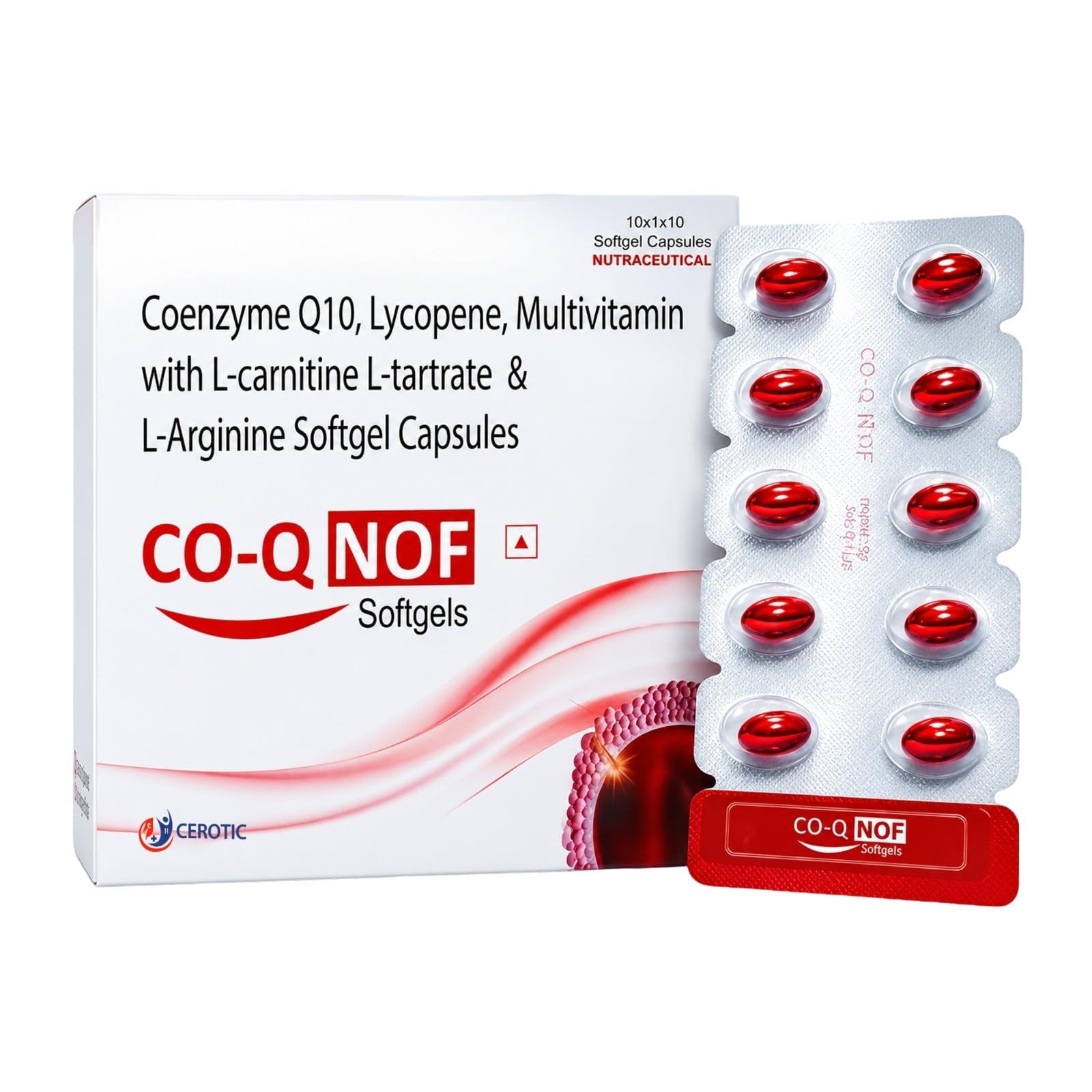 l carnitine and coenzyme q10 soft softgels CO-Q NOF Coenzyme Q10 100mg with Selenium 40mcg Softgel Capsules with L- Carnitine, L-Arginine, Lycopene & Multivitamins | Antioxidant for Energy,  Fertility, Heart & Cellular Health