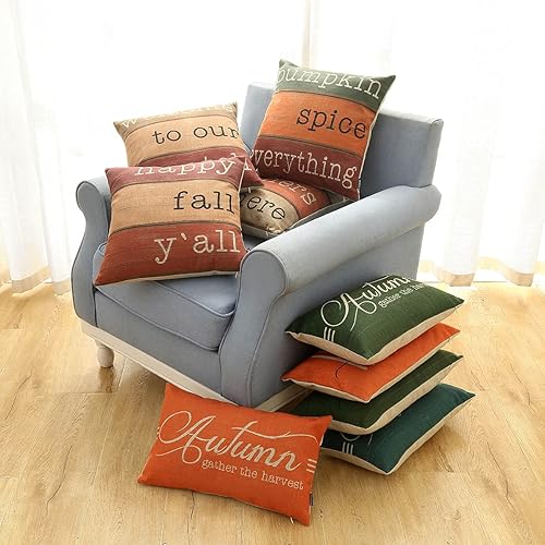 Miniatura 3 de TRENDIN PL764TR - Fundas de almohada de otoño de 12 x 20 pulgadas con texto en inglés "Reúne la cosecha", funda de cojín decorativa oblonga para