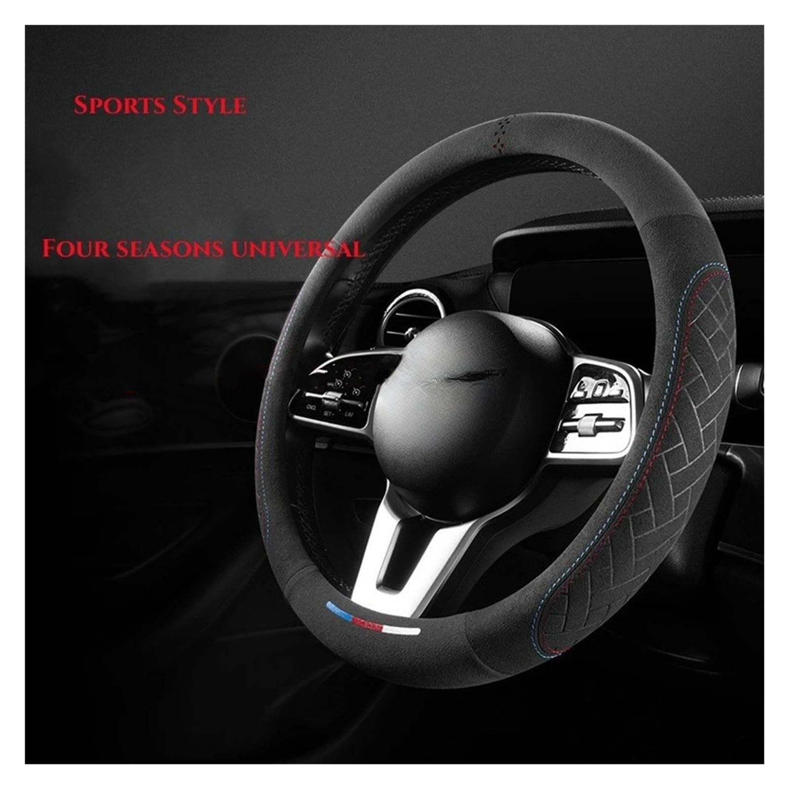Cubierta Volante Coche Funda Volante Coche Piel Ante Transpirable Antideslizante Universal 37-38Cm Accesorios Decorativos(D Shape)