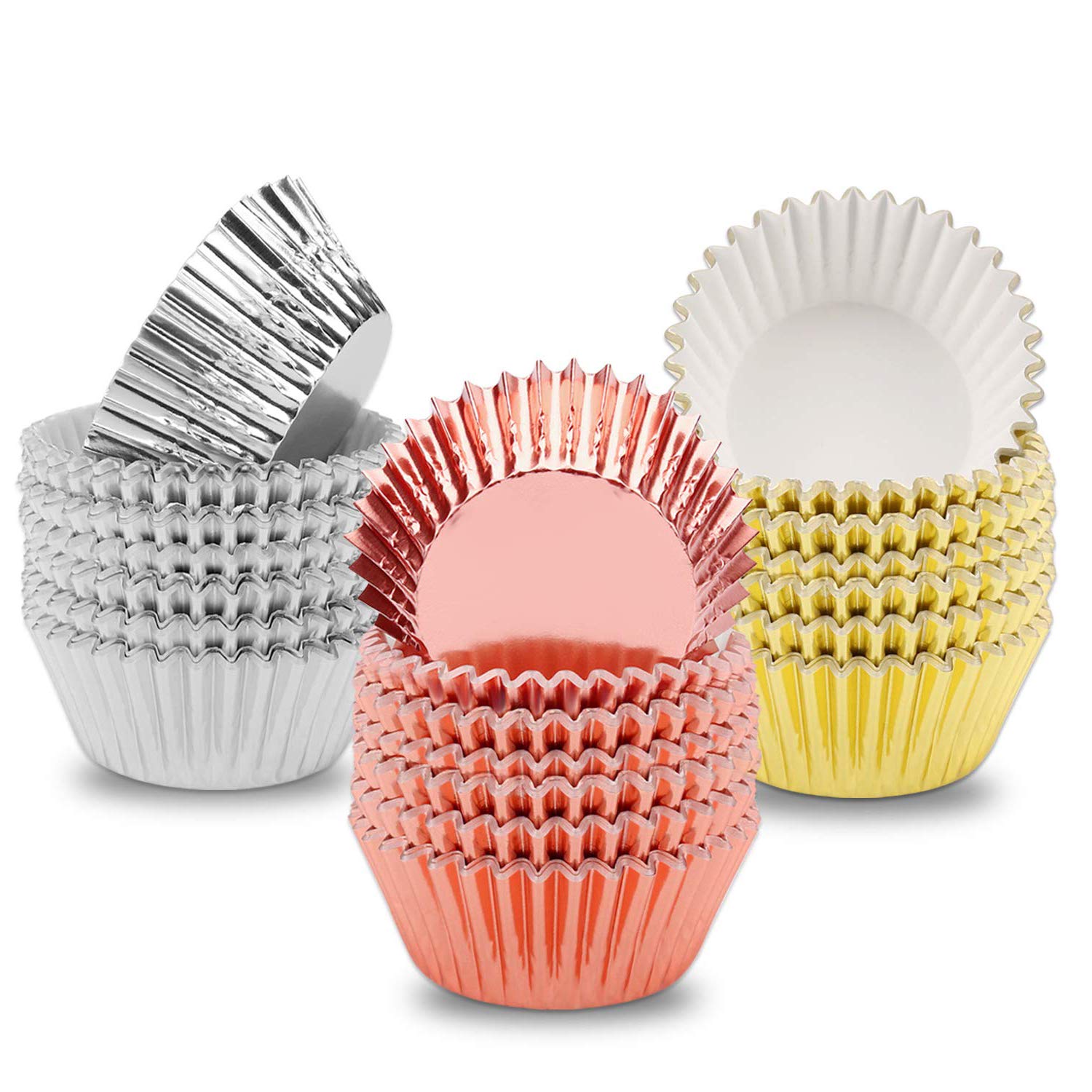 300 Caissettes Cupcakes Papier Métallisé Or, Argent, Or Rose - 11,5 Cm Diamètre - Qualité Alimentaire, Pour Fêtes, Anniversaires