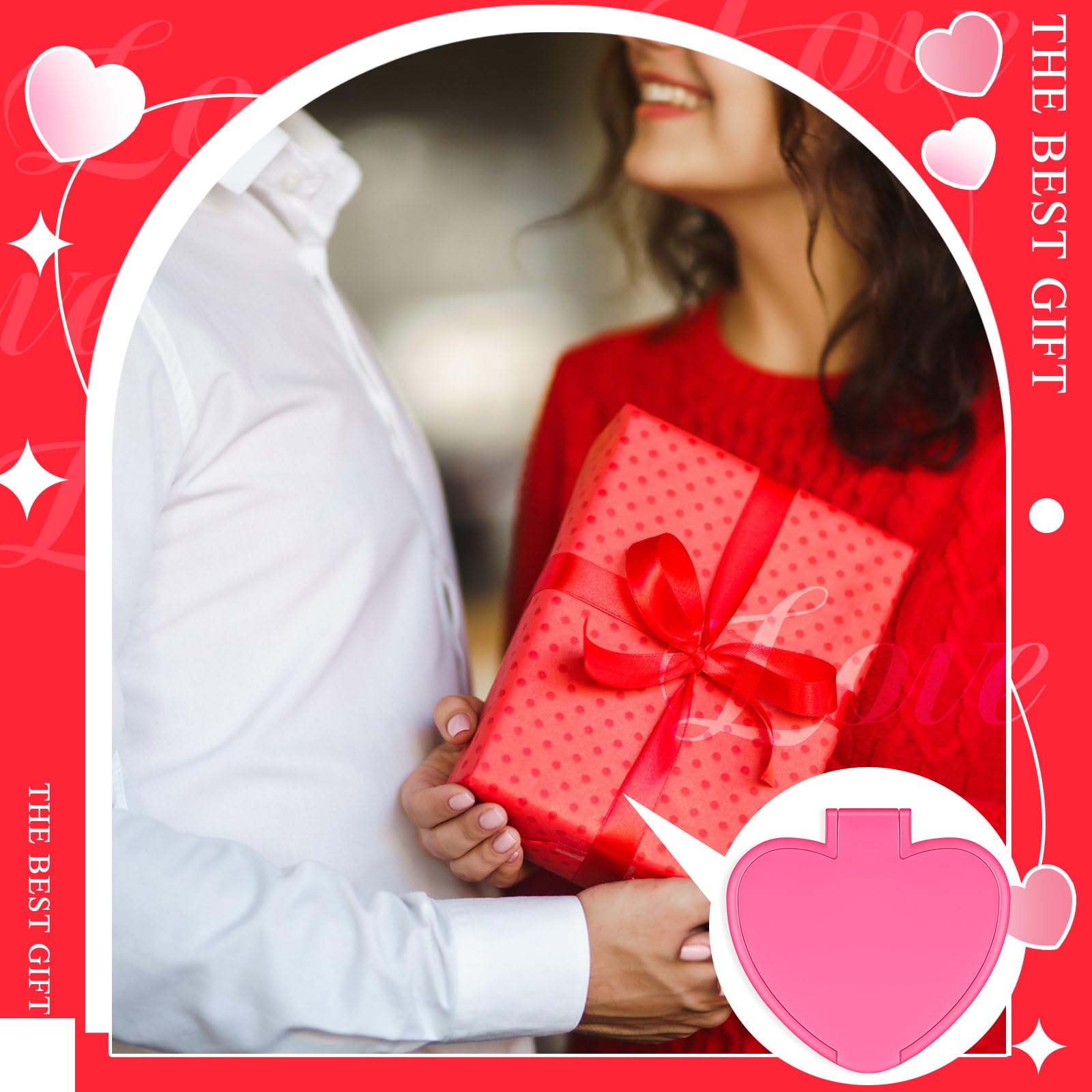 Geetery 48 espejos compactos para el día de San Valentín, regalos a granel, mini espejo de bolsillo en forma de corazón, pequeños espejos plegables para maquillaje, portátil, viaje, corazón, bolso,