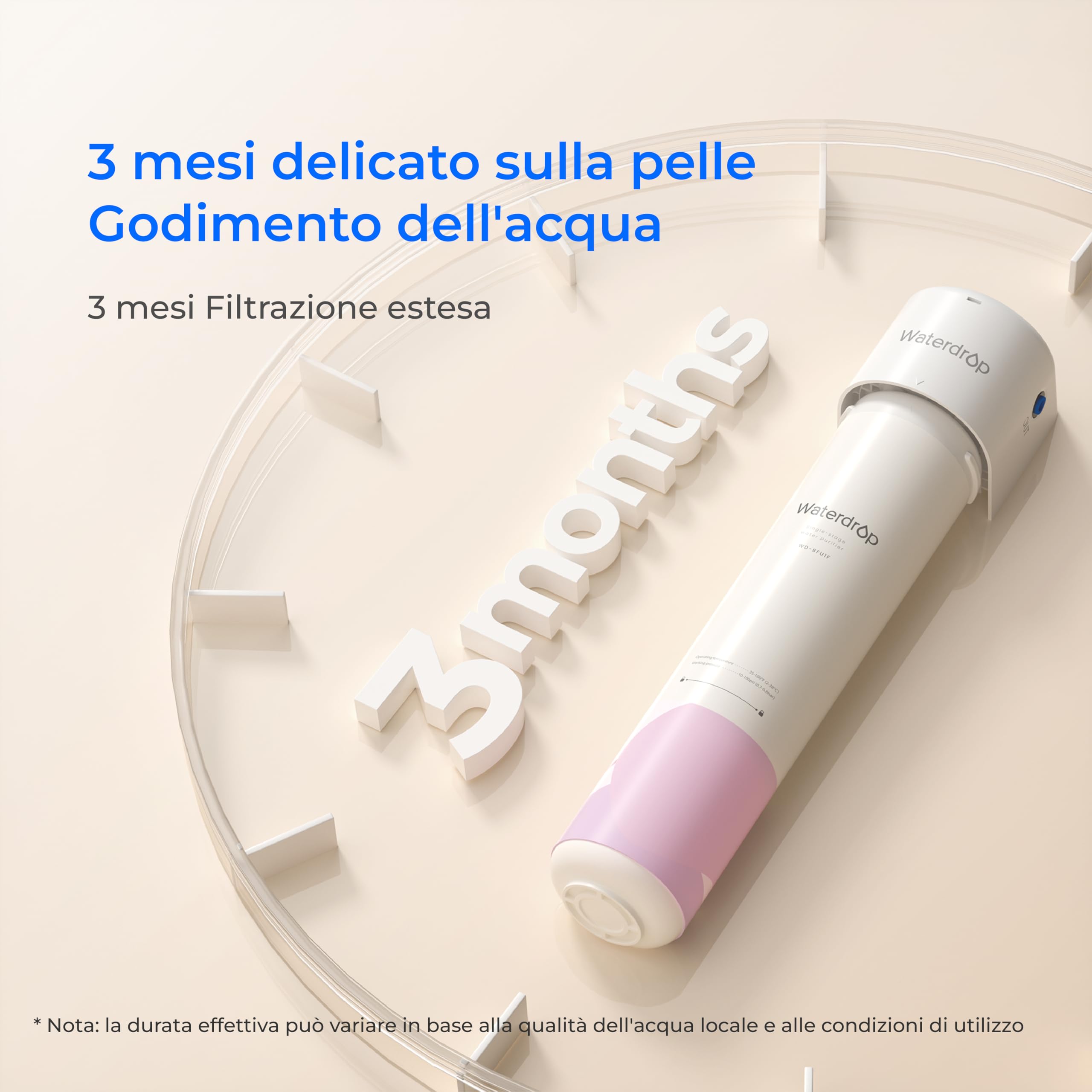 Waterdrop Filtro Acqua Sistema per la Cura del Viso, Acqua Dolce, TDS Inferiore, Arricchito di Stronzio, Riduce il 99,9% di Baçtăria nel Rubinetto del Lavandino del Bagno, WD-BFU1