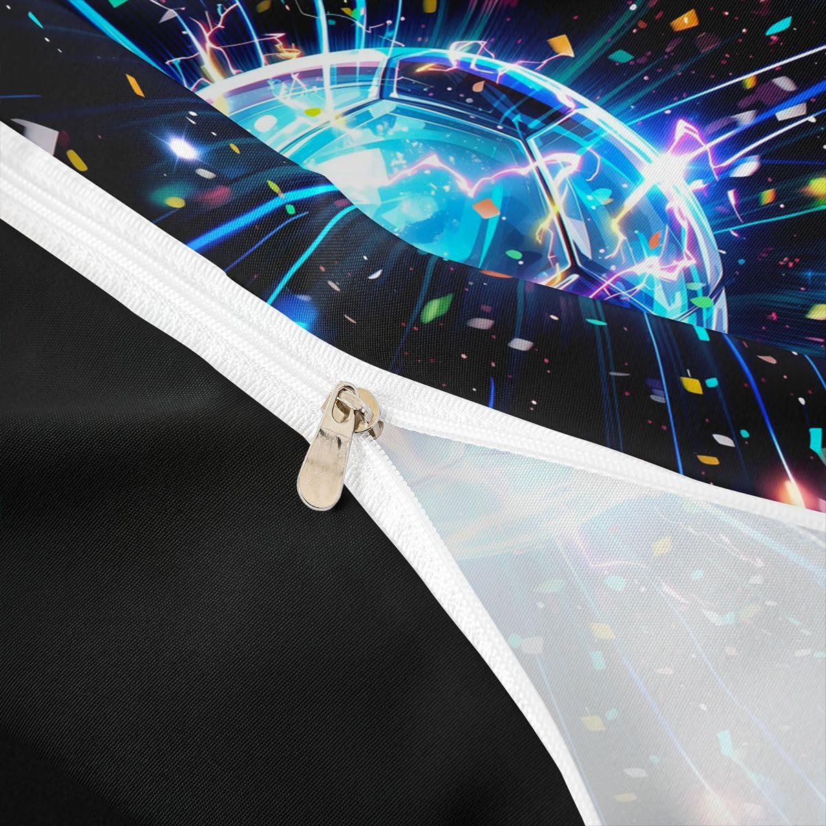 Homewish Lightning Soccer Super King poszewka na kołdrę niebieski neon piłka nożna zestaw pościeli estetyczna sztuka świecąca piłka nożna poszewka na kołdrę fajne sporty piłka gra zestawy łóżek