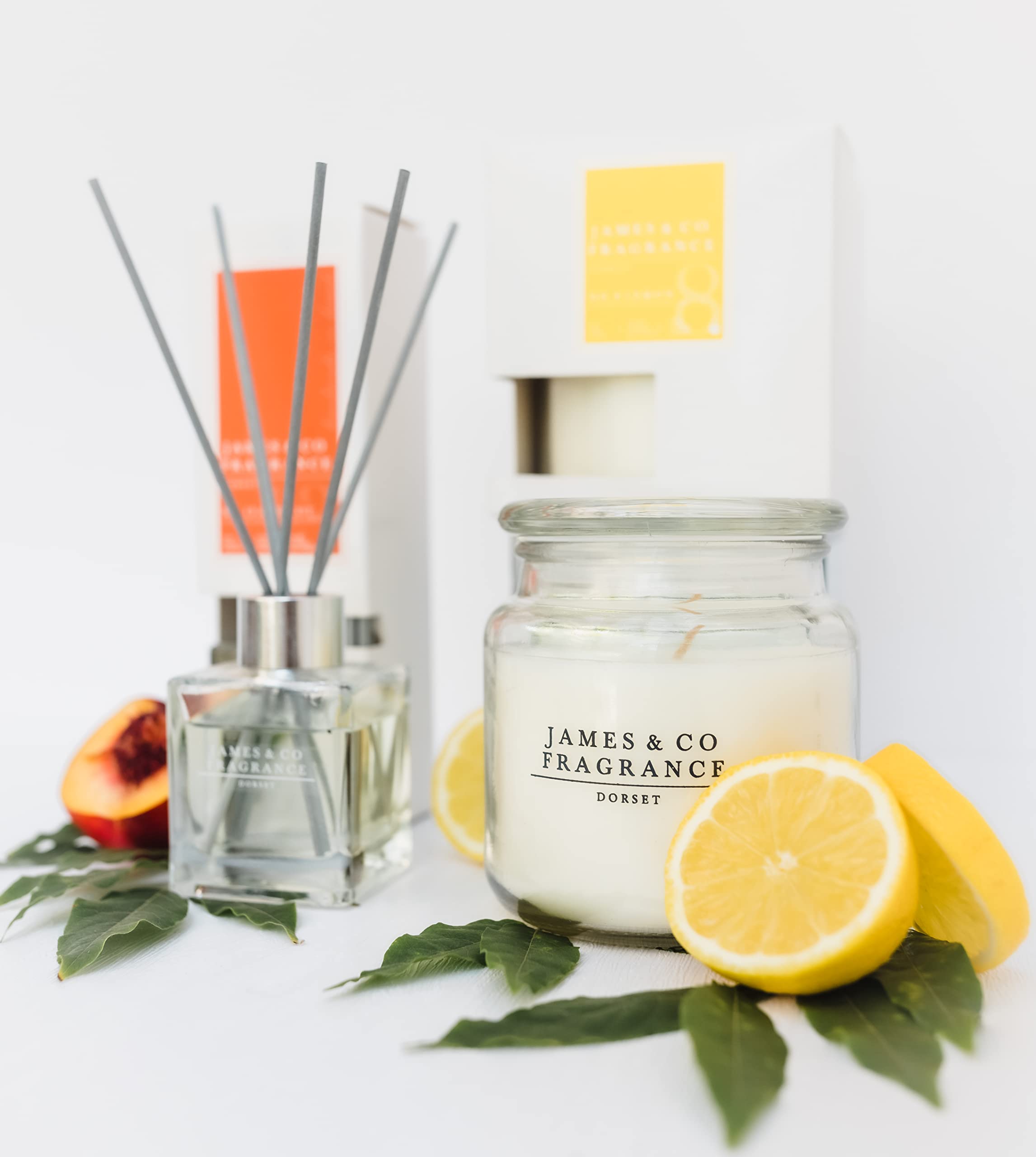 James & Co No.8 Lemon & Bergamota - Vela perfumada en tarro grande natural de 14 onzas, hasta 60 horas de combustión
