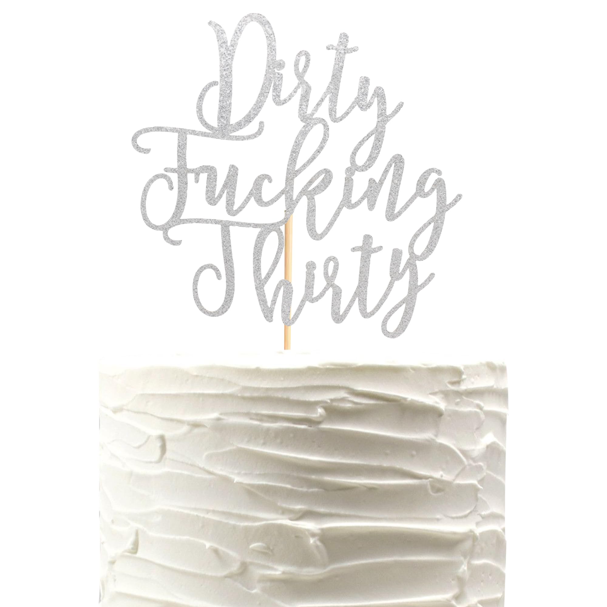 Arthsdite Silver Glitter Dirty Thirty Cake Topper - 30th Birthday Cake Decoration, 1 Count, Silver
