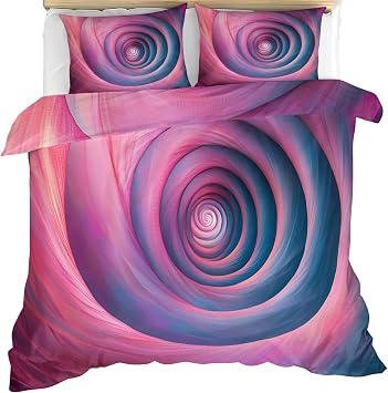Pop Art Bedding Set, Pink Stripes Duvet Cover, Abstract Watercolor Print Comforter Set, Soft Breathable with Zipper Closure Duvet Cover Twin 3 Pieces 68x88, 2 Pillow Shams