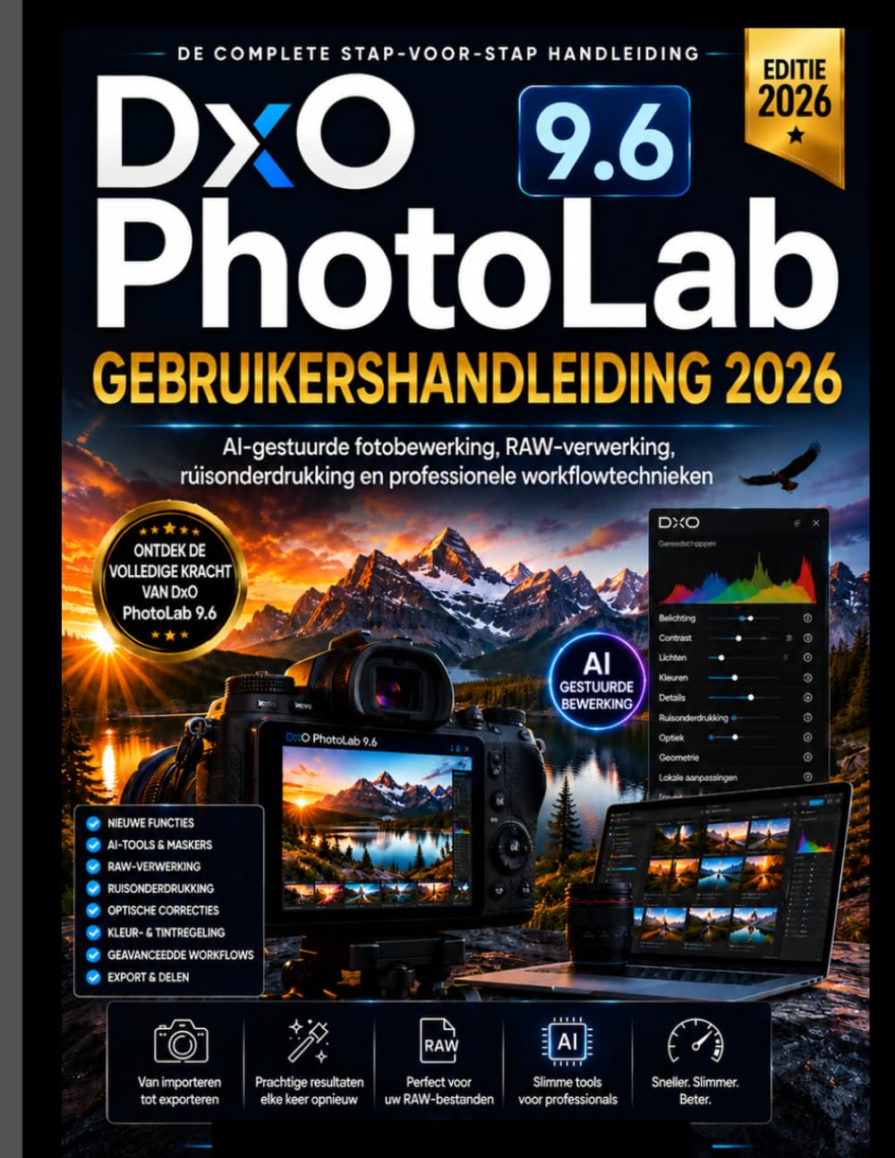 DxO PhotoLab 9.6 GEBRUIKERSHANDLEIDING 2026: Beheers AI-gestuurde fotobewerking, RAW-verwerking, ruisonderdrukking en professionele workflowtechnieken. (Dutch Edition)
