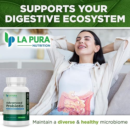 Miniatura 6 de LaPura Probiótico avanzado  Apoyo digestivo premium para la salud intestinal e inmune, 60 cápsulas  5.75 mil millones de probióticos UFC, incluyendo