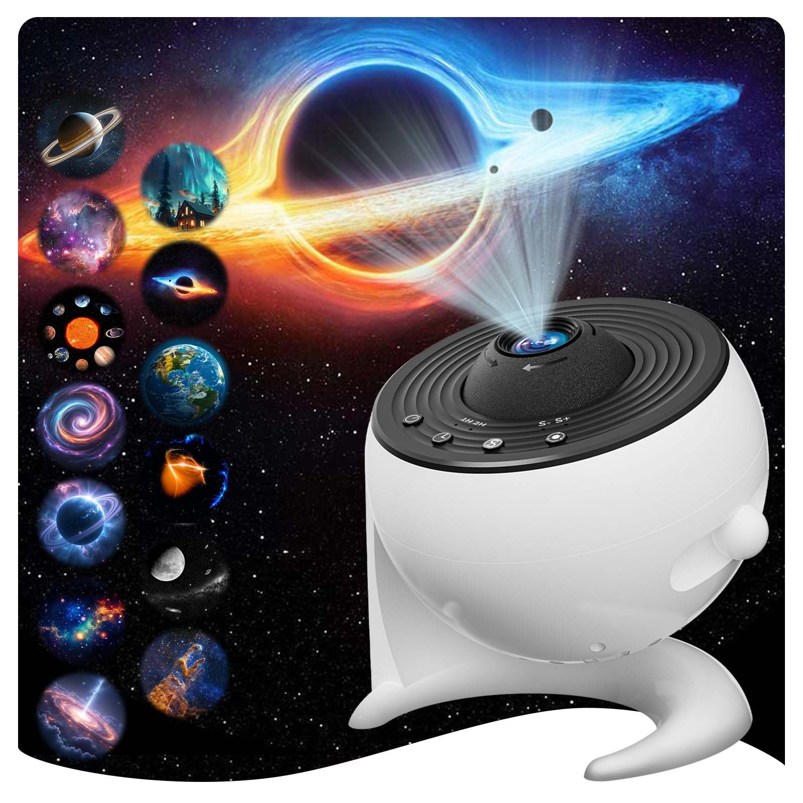 FlyEagle Proyector De Galaxias Y Estrellas Real, Proyector Estrellas 13 En 1, Luz Nocturna Con Temporizador, Proyector Planetario Con RotacióN De 360°, Proyector De Galaxias Adultos NiñOs, Blanco
