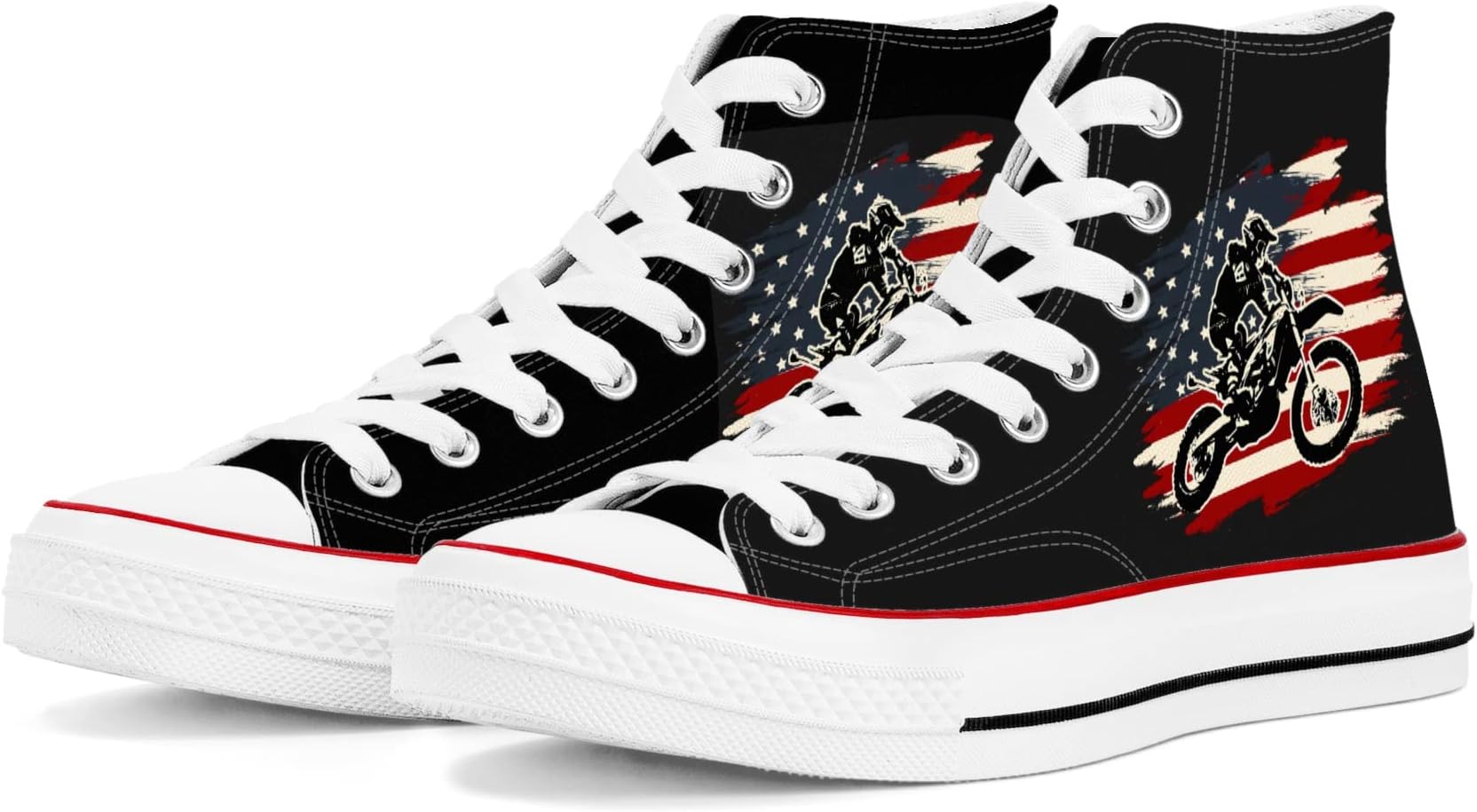 American Flag Canvas Shoes, Fashion Sneaker Women Men High Top Sneaker Printed Shoes