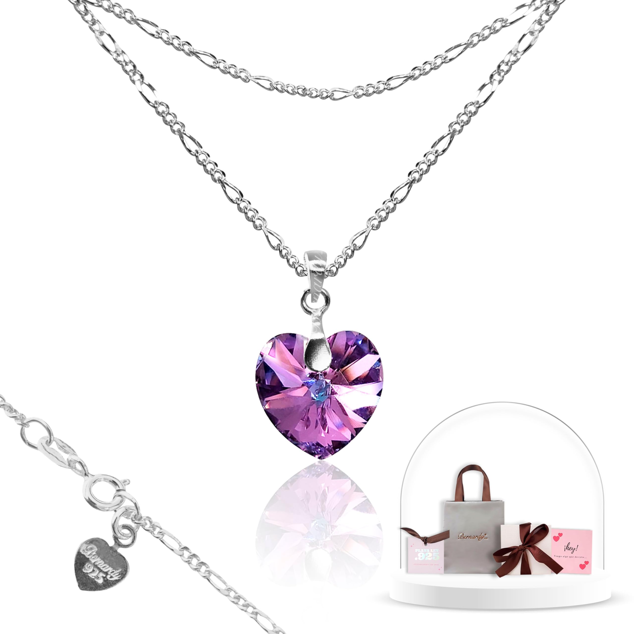 Collar Corazón Swarovski Morado