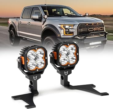 LIGHTFOX A-Pillar LED Light Mount Kit, Off Road Modified Spotlight A-Pillar Set for 20212025 Ford F-150 Raptor, Two LED Pods Light Offroad Driving Light With Switch Wiring Harness IP68