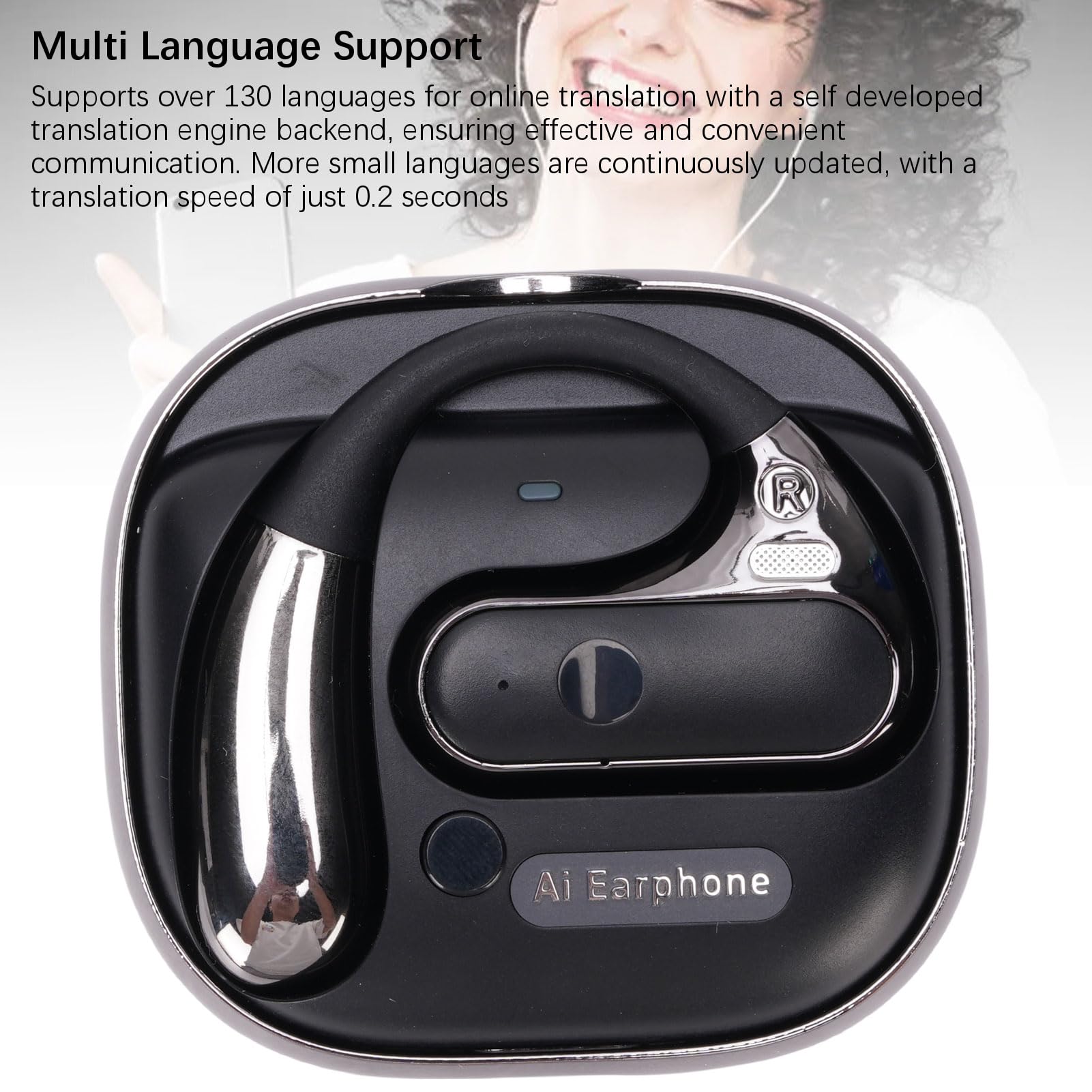 Jiawu Auricolari per Traduzione Wireless con Suono Chiaro ANC per Comunicazioni Efficaci, Supporto Multilingue per, 2 Auricolari + Custodia di Ricarica per Viaggiatori/studenti