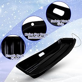 Slippery Racer Downhill Sprinter Flexible Kids Toddler Plastic Cold-Resistant Toboggan Snow Sled with Pull Rope and Handles -35 Inch (Blue/Green, 2 Pack)