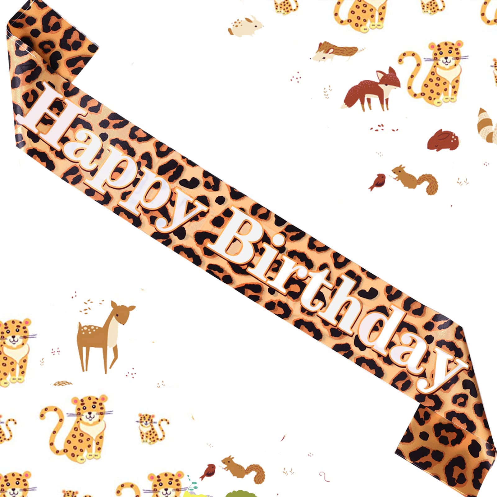 Leopard Cheetah Happy Birthday Sash Leopard Birthday Party Favor Cheetah Bday Party Decorations Safari Animal Print Supplies