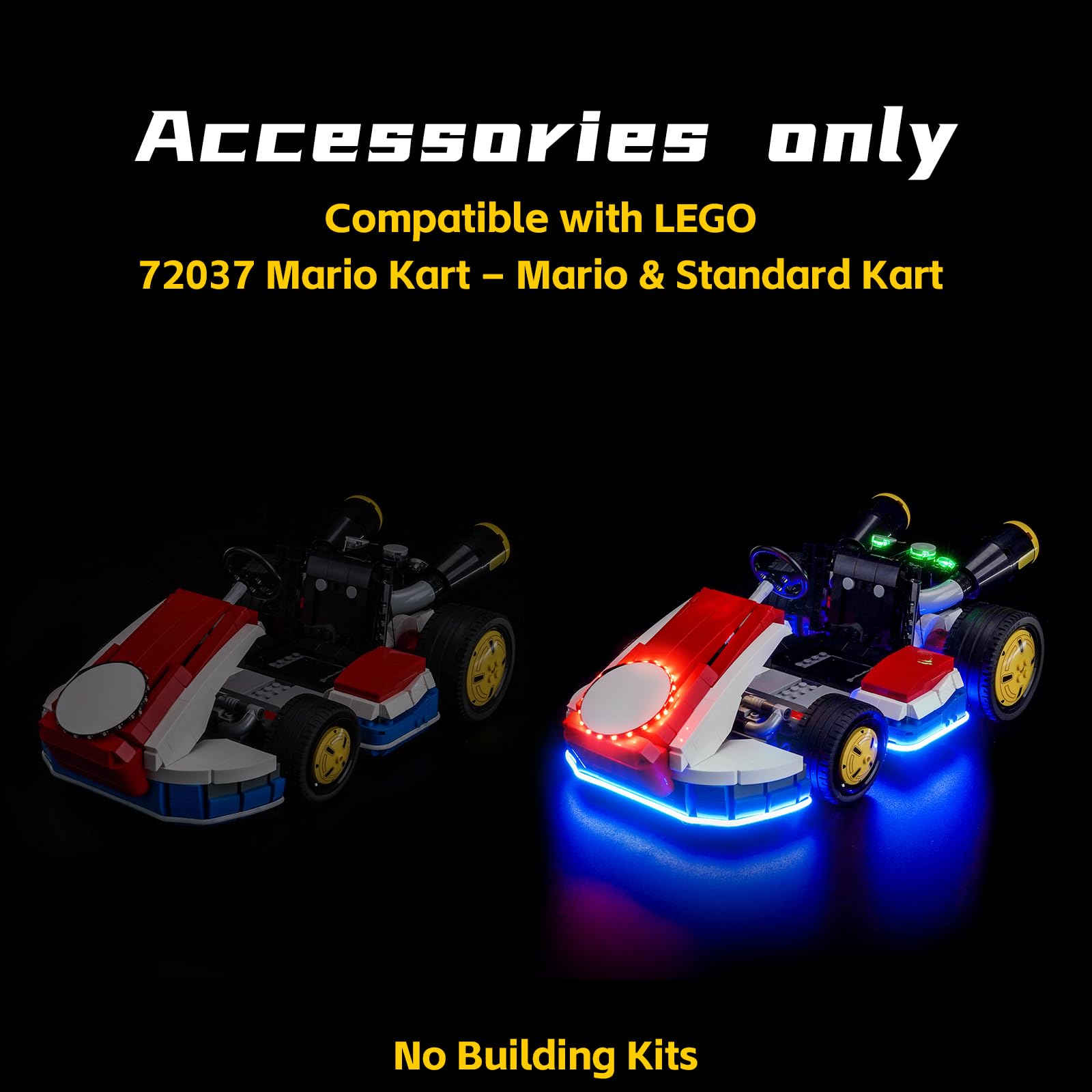 Remote Control Led Light Set Compatible with Lego 72037 Mario Kart, Mario & Standard Kart (No Model) - Image 3
