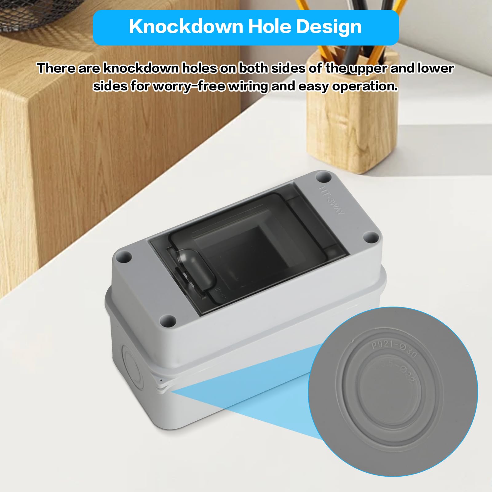 Caja de Distribución Estanca Exterior Electrónica IP65, Caja Cuadro Electrico de Superficie 5 Modulos, 5 Vías Caja de Fusibles Eléctrica de Plástico (2 piezas de 3 vías)