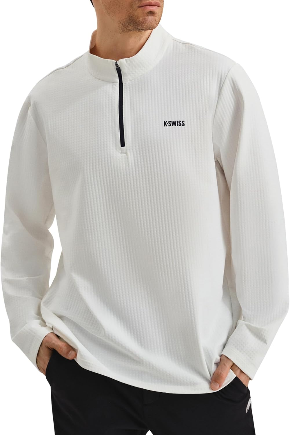 K-Swiss Men's Quarter Zip Pullover - Mock Neck Sweatshirt Golf Casual Long Sleeve Shirt