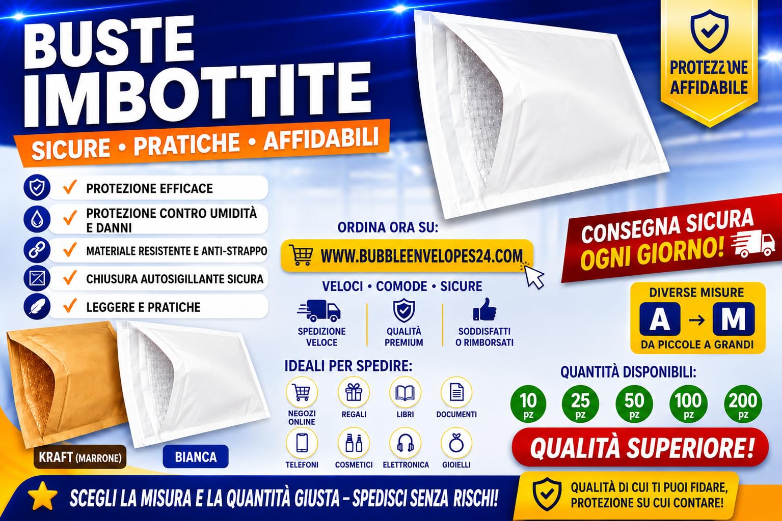 600 Buste Postali Imbottite Bianche con Bolle d’Aria 20 x 27,5 cm D4 (4/D) – Sacchetti da Spedizione Protettivi Antishock – Imballaggio Professionale per Vendite Online, Logistica ed E-commerce