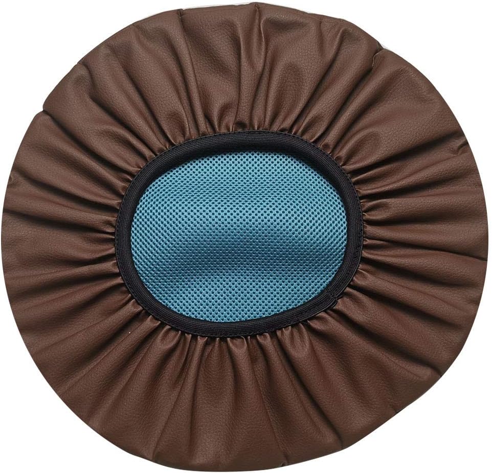 Round Barstool Covers Waterproof PU Round Seat Cover Anti-Slip Round Padded Bar Stool Cushion with Elastic Protectors Relieve Pressure Diam 16"(Thk 0.8") Coffee