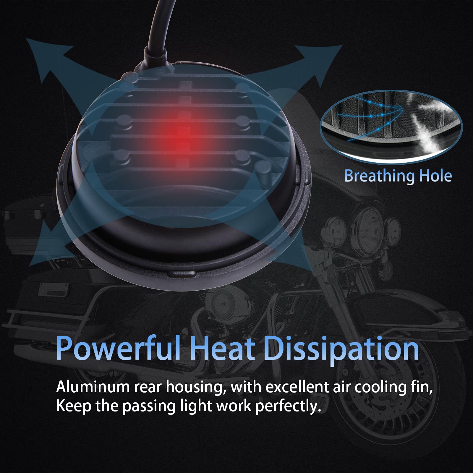 JMTBNO 2 pièces 4.5 Pouces Antibrouillard 30W LED Moto Lumière Lampe de Conduite Auxiliaire Compatible avec Harley Touring Road King Street Glide Road Glide Electra Glide Ultra Limited