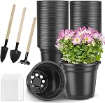 Nursery Pots, PEYOU 100 Pack 4" Plastic Plant Pots, Plant Flower Seedling Pots, Reusable Seed Starting Pots for Seedlings Transplanting Small Plants Growing