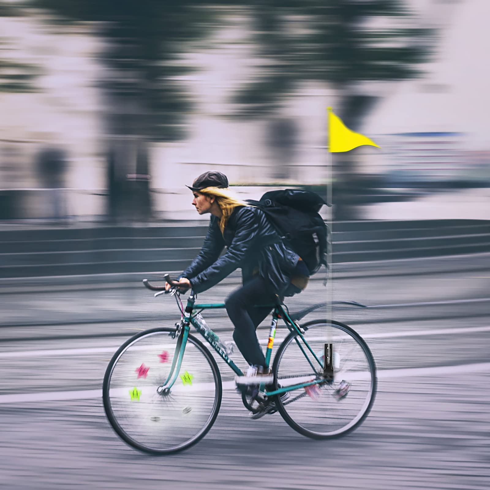 Set 3 Bandiere Di Sicurezza Per Bici Bambini Con 5 Aste In Fibra Di Vetro Regolabili - Gagliardetti Impermeabili Alta Visibilità