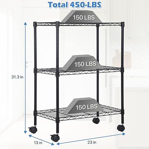 Miniatura 3 de Dkelincs Estantería de alambre de 23 pulgadas de largo x 13 pulgadas de ancho x 31 pulgadas de alto, estantes de almacenamiento de metal NSF de 3