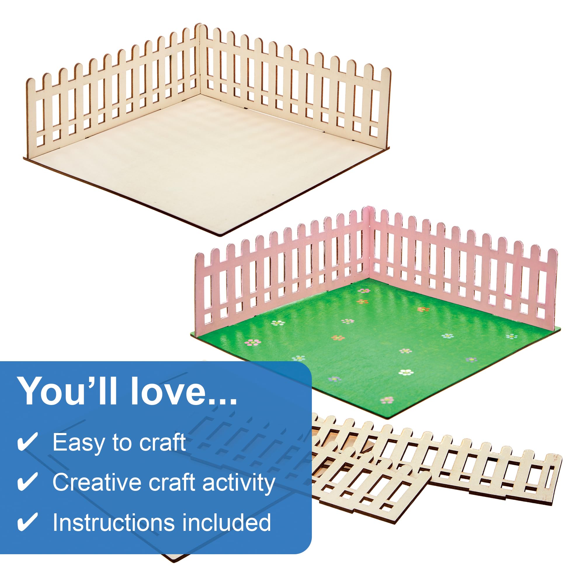 Baker Ross FN256 Mini Wooden Doll House Garden Kit - Pack of 1, Kids Dolls House Kit, Handcraft Construction Kit - Image 3