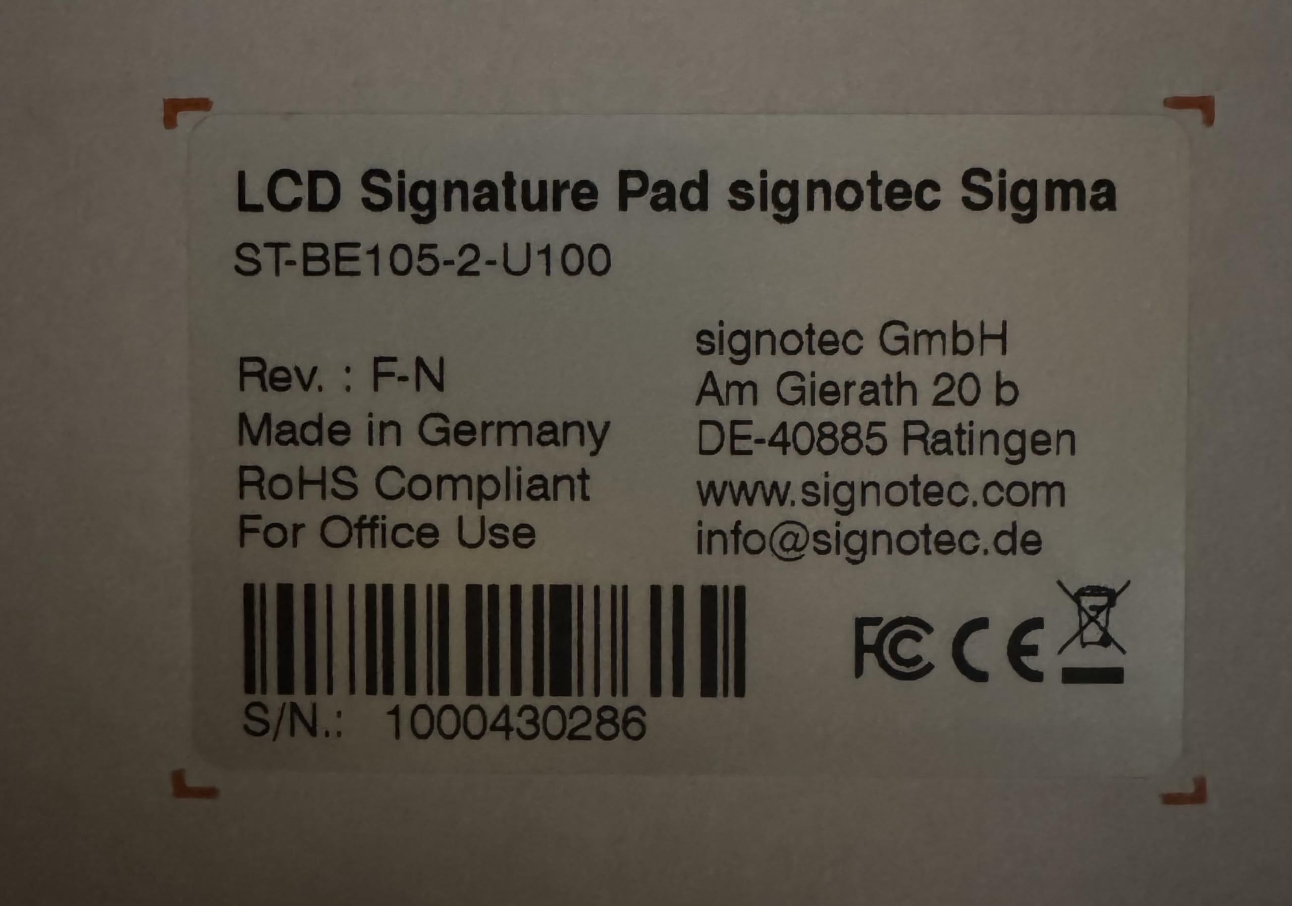 Signotec Sigma LCD Signature Pad mit Hintergrundbeleuchtung