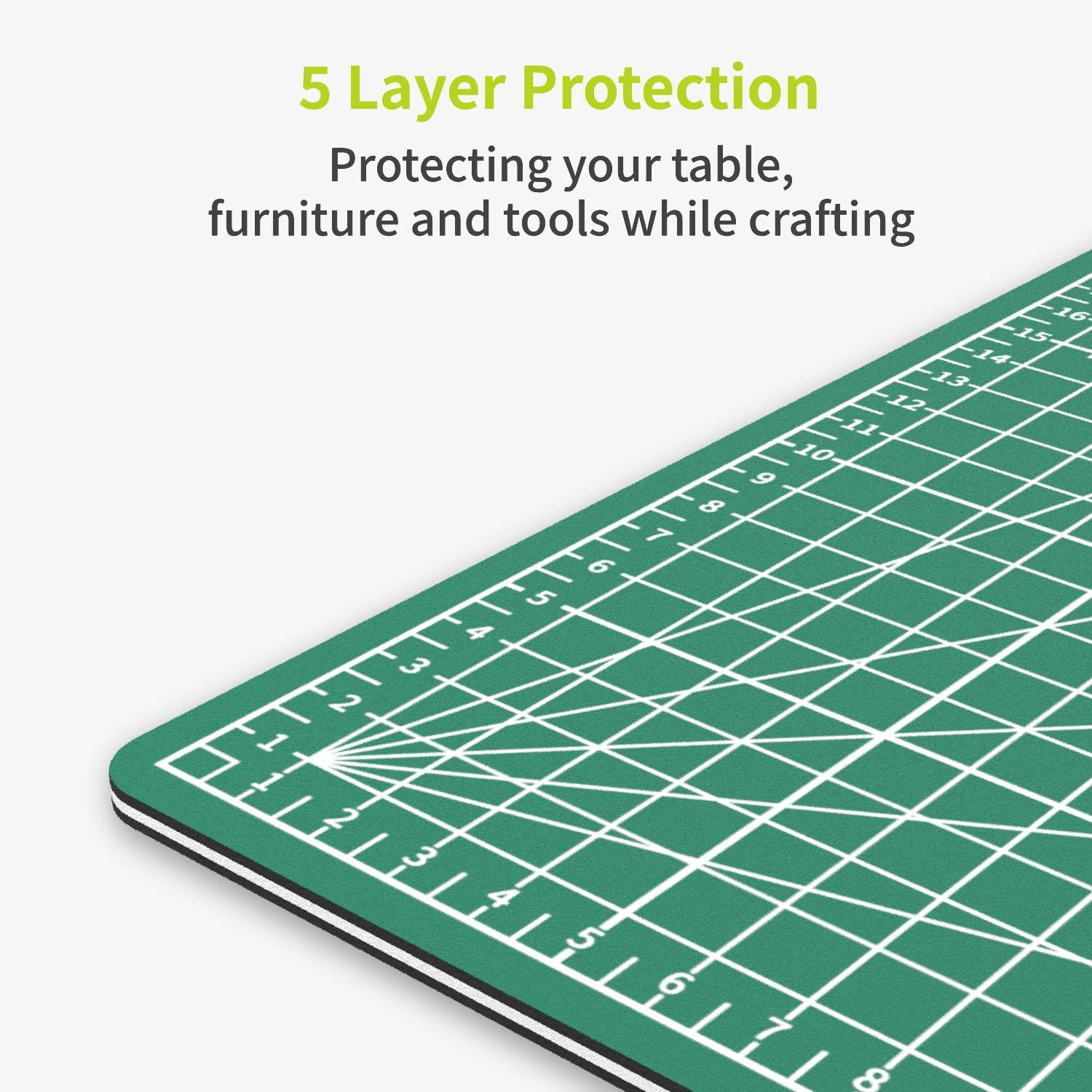 ACROPAQ Cutting Mat A3, Self-Healing, 5 Layers of Protection for Your Furniture with grids and Angle Markings on Both Sides - Image 3