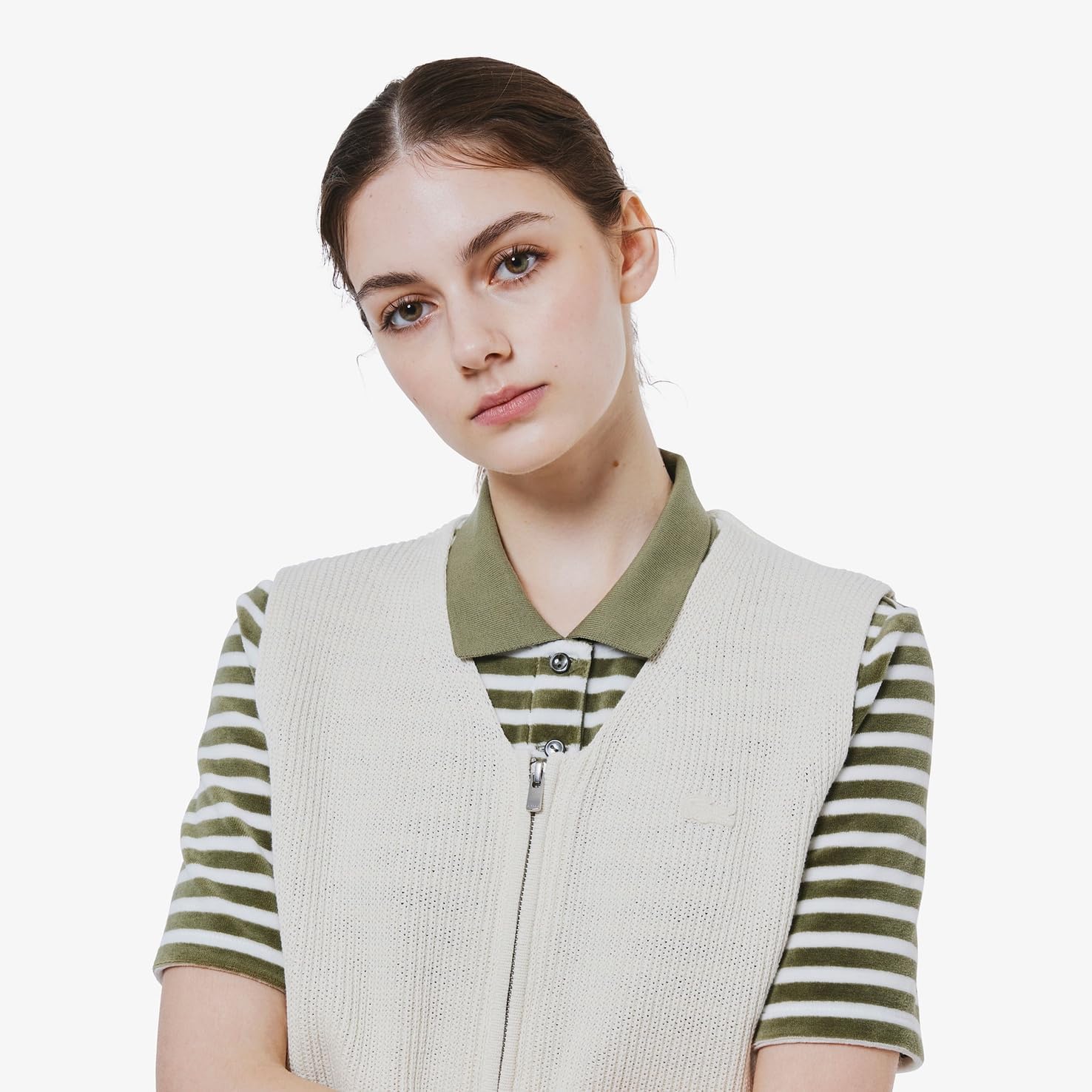 [ラコステ] セーター [公式] ジップアップニットベスト レディース