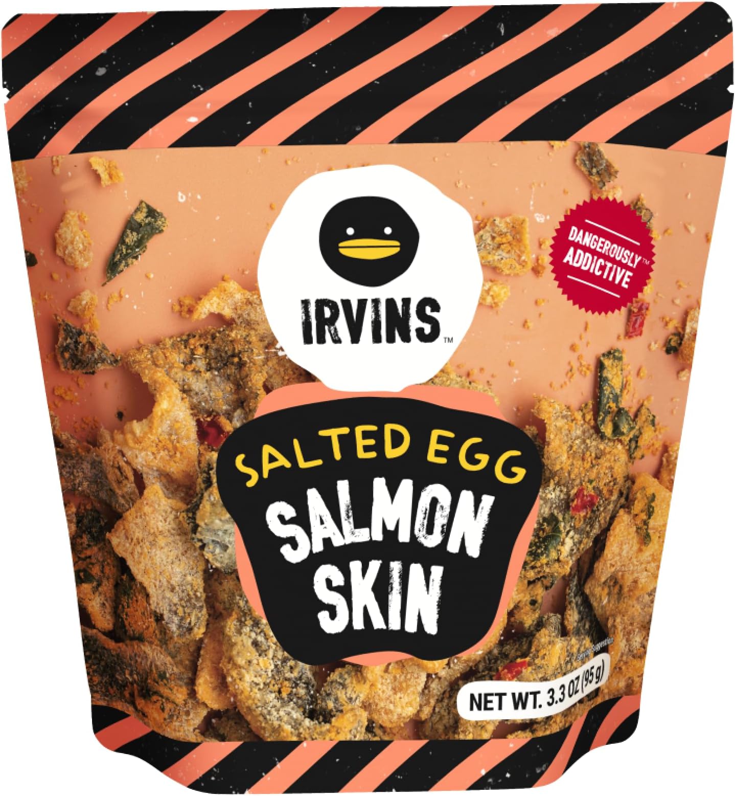 Salted Egg Salmon Skin Chips & Crisps – Premium Hand Cooked, Halal, Keto-Friendly, High Protein Snack | Dangerously Addictive | (3.3 oz, Pack of 6)