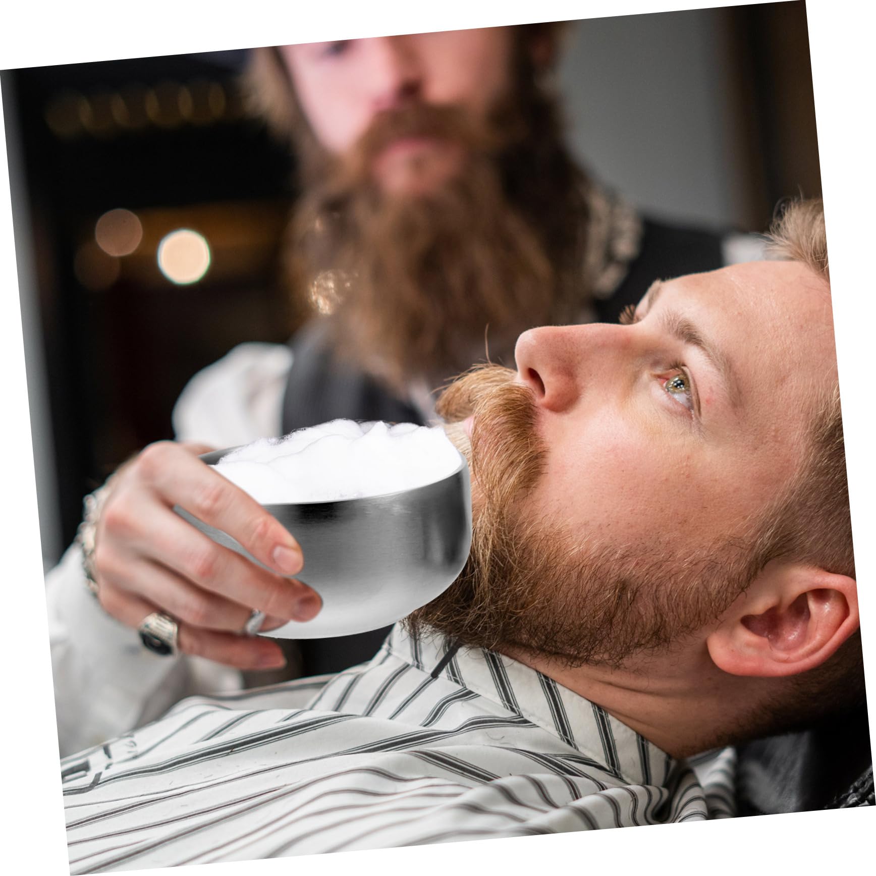 Homoyoyo Ciotola da Barba con Coperchio Leggera e Facile da Riporre in Acciaio Inossidabile Design Semplice e Pratica per Uso a Casa o Barber Shop