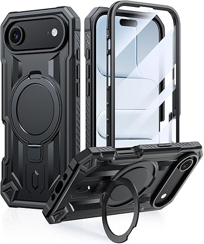 FNTCASE Funda para iPhone Air con soporte magnético de anillo de soporte de grado militar, a prueba de caídas, a prueba de golpes, resistente, para