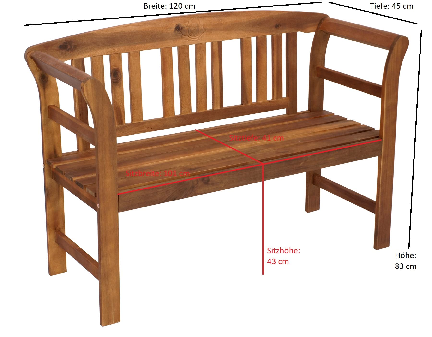 DEGAMO Landhausbank Gartenbank Rosario aus Akazienholz geölt, 2-sitzig 120cm, FSC®-Zertifiziert