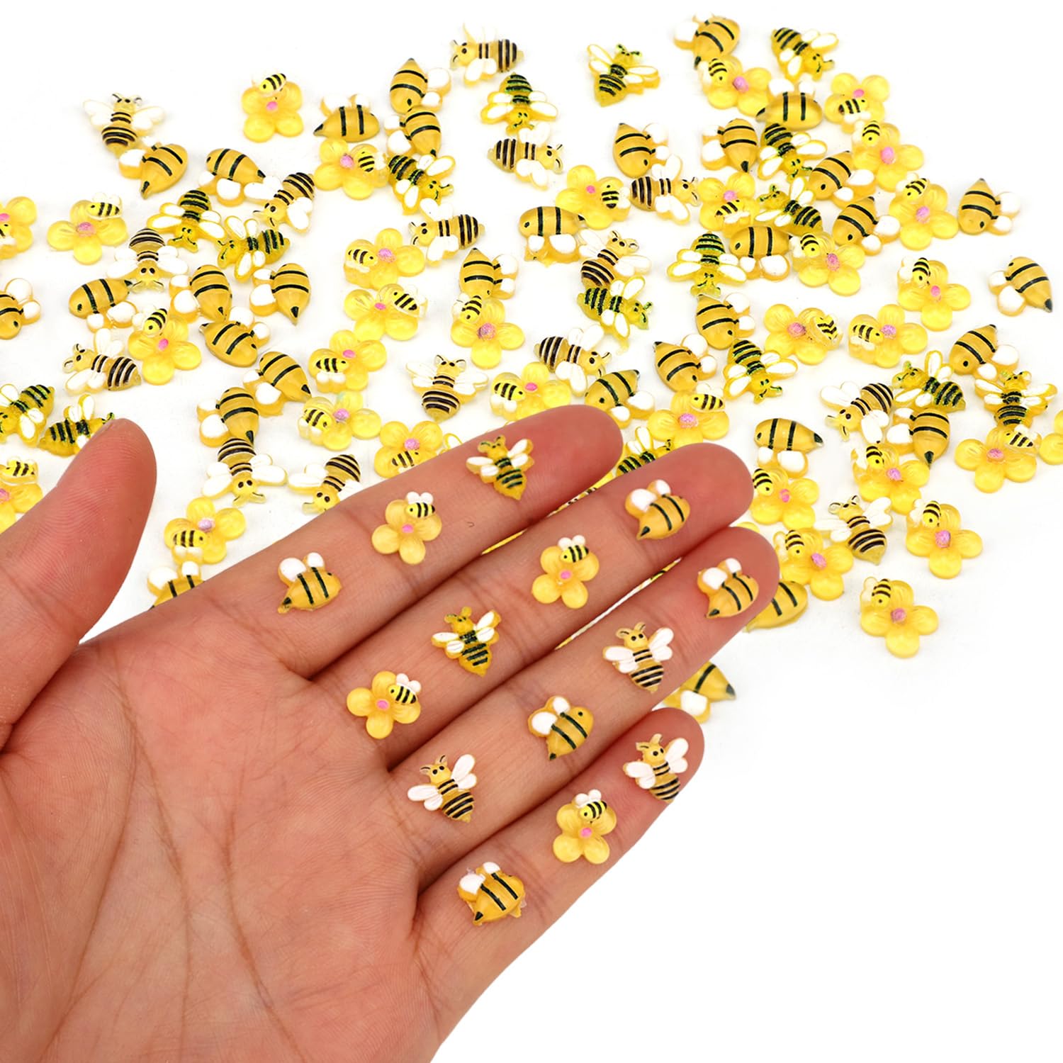 Lyreh 210pcs Mini Bees Figures, 3 Styles Miniature Resin Yellow Bees Tiny Resin Animals for Crafts Dollhouse Fairy Garden Micro Landscape Garden Decor
