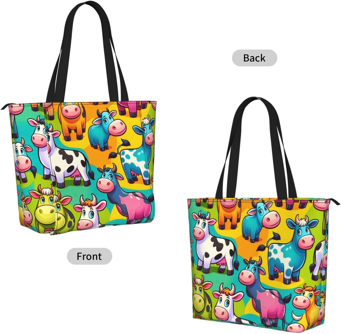 Women Cartoon-Cute-Cow Yoga Mat Bag Gym Tote image 2