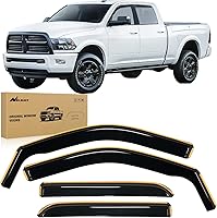 Nilight In-Channel Rain Guards for Ram 1500 2009-2018 Crew Cab & 2019-2023 Classic - Tough Acrylic Window Visors, 4PCS