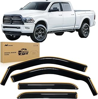 Nilight in Channel Rain Guards for Ram 1500 2009 2010 2011 2012 2013 2014 2015 2016 2017 2018 Crew Cab, 2019-2023 Ram 1500 Classic Body, Original Window Deflectors, Vent Window Visors-4PCS