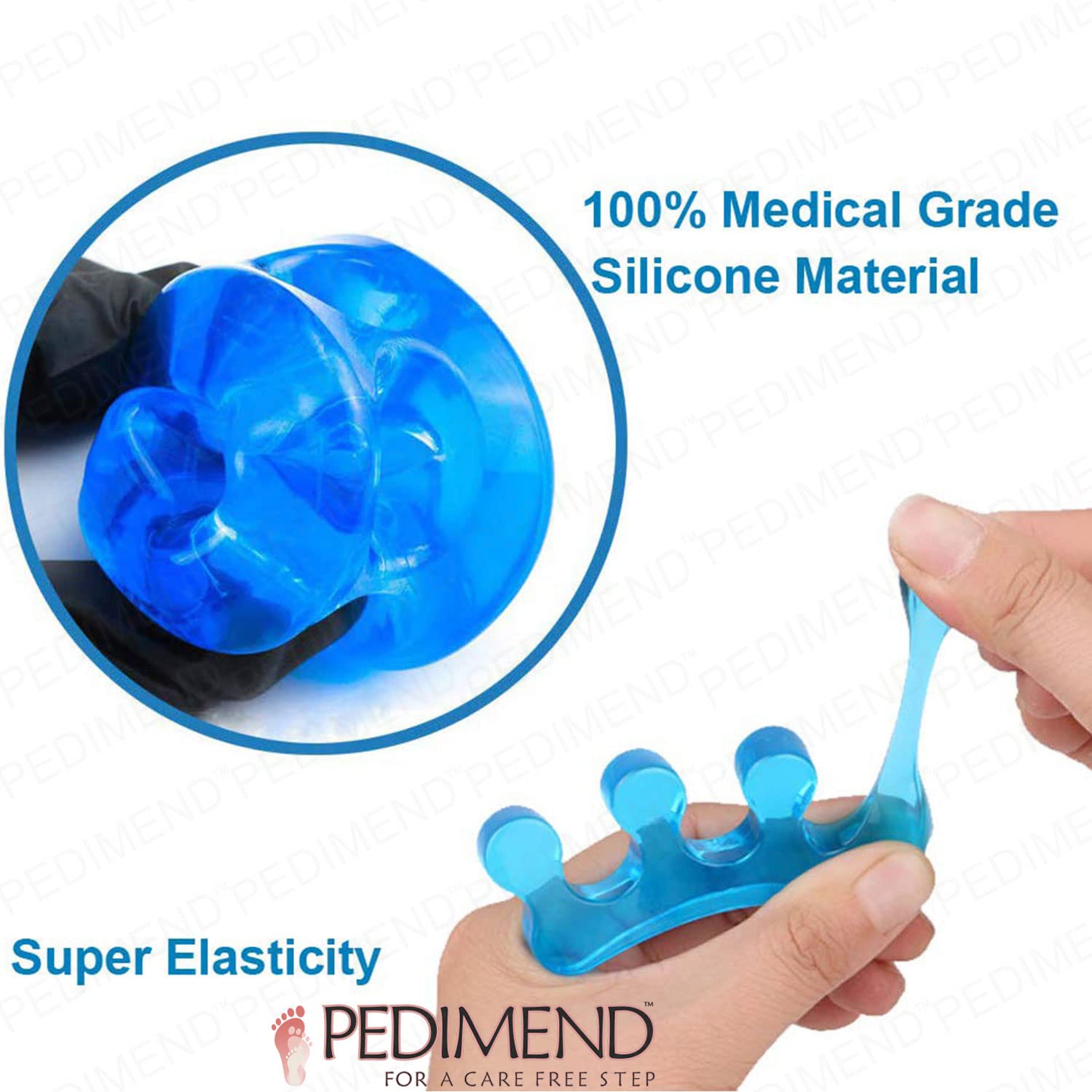 Pedimendtm silicone gel per dita (colore blu) | yoga per dita | toe divisori per alluce valgo | per dita | crampi ai piedi o crampi Toes | Ideale per ballerini & Yogis | unisex | Foot Care
