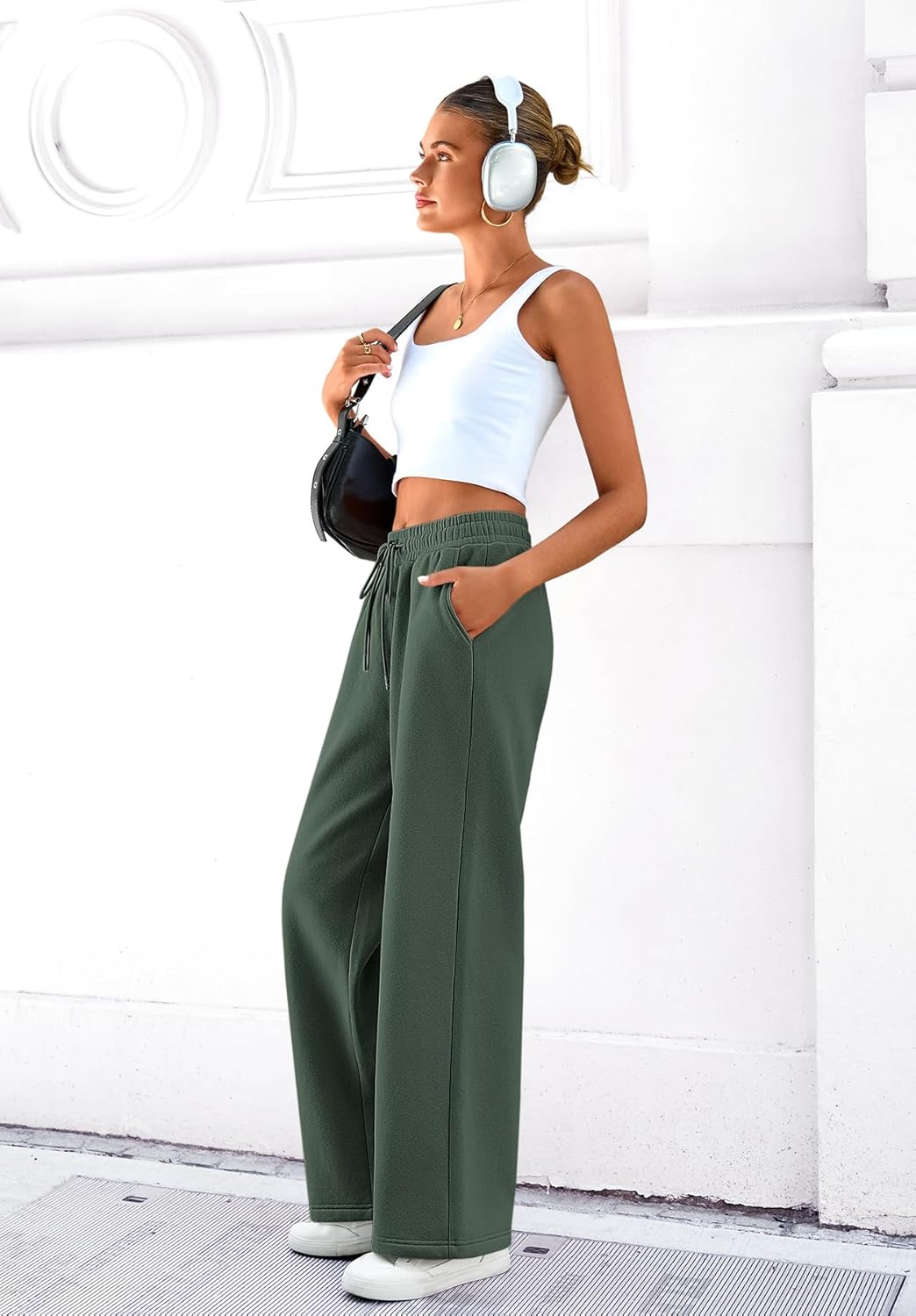 SimpleFun Wide Leg Sweatpants Women Baggy Fleece Pants Drawstring Workout Sweat Pants with Pockets Fall Winter Clothing - Image 6